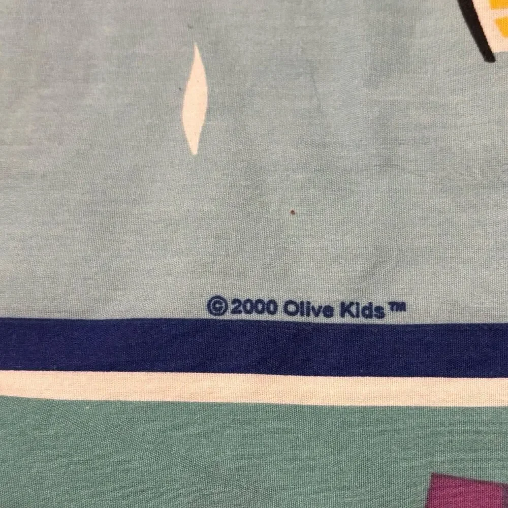 Vintage Olive Kids Boats Pillowcase Dan River 2000 Nautical Ships Buoys USA